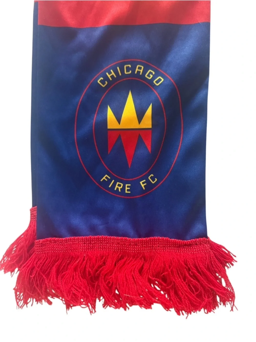 Chicago Fire FC Football Club Soccer Red, Navy & Yellow Gold Silky Neck Scarf